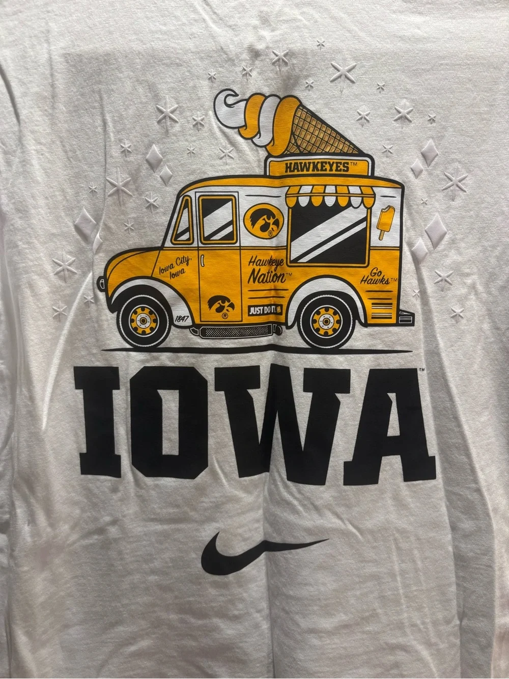 Nike Iowa Hawkeyes White Long-Sleeve Tee with Yellow Popsicle Patch